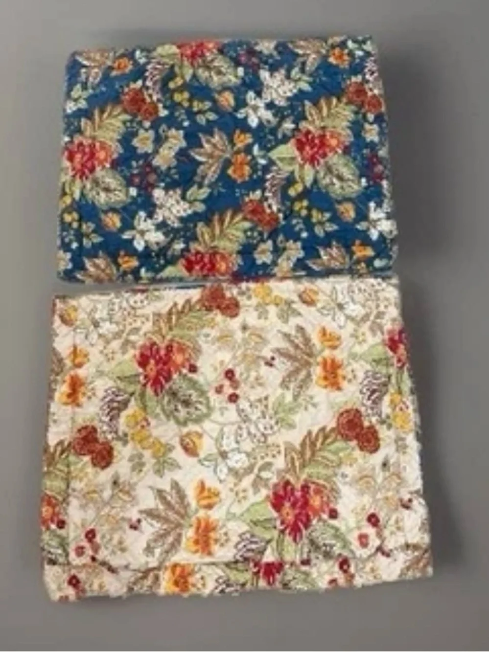 POTTERY BARN Quilted Pillow Shams Cotton Reversible Set Of 2 Standard Sz Floral